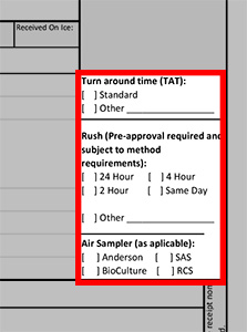 Pace Indoor Air Quality Chain of Custody form Instructions Step 2